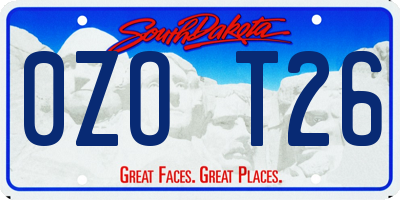 SD license plate 0ZOT26