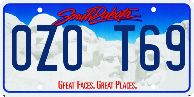 SD license plate 0ZOT69