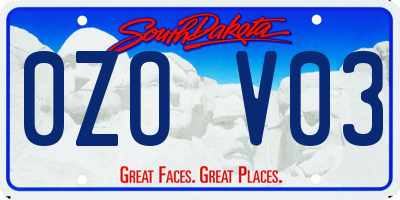 SD license plate 0ZOV03