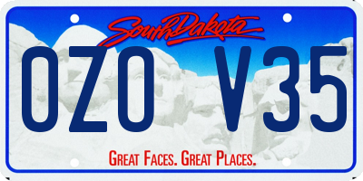 SD license plate 0ZOV35