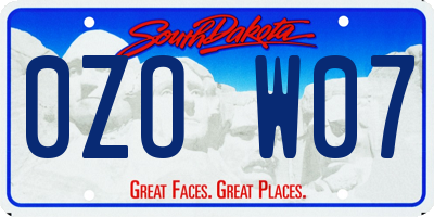 SD license plate 0ZOW07