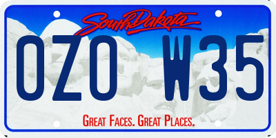 SD license plate 0ZOW35