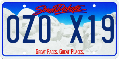 SD license plate 0ZOX19