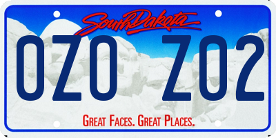 SD license plate 0ZOZ02