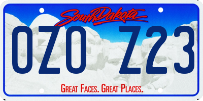 SD license plate 0ZOZ23