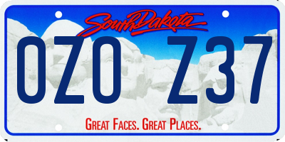 SD license plate 0ZOZ37