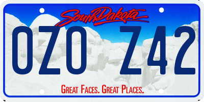 SD license plate 0ZOZ42