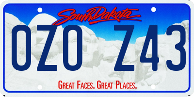 SD license plate 0ZOZ43