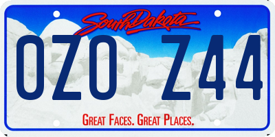 SD license plate 0ZOZ44