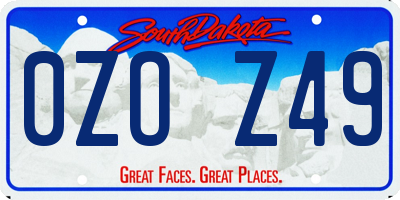 SD license plate 0ZOZ49