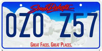 SD license plate 0ZOZ57