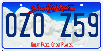 SD license plate 0ZOZ59