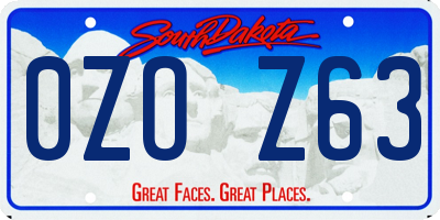 SD license plate 0ZOZ63