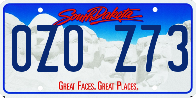 SD license plate 0ZOZ73