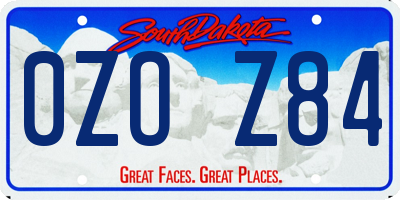 SD license plate 0ZOZ84