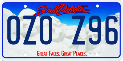 SD license plate 0ZOZ96