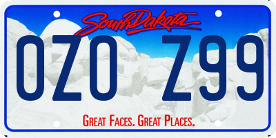 SD license plate 0ZOZ99