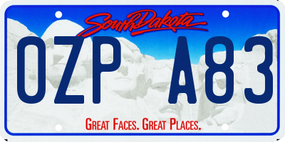 SD license plate 0ZPA83