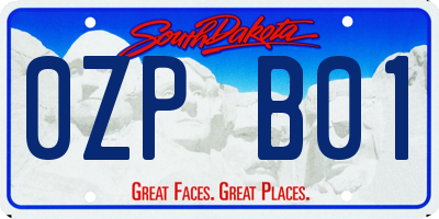 SD license plate 0ZPB01
