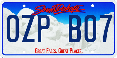 SD license plate 0ZPB07