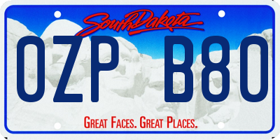 SD license plate 0ZPB80