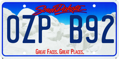 SD license plate 0ZPB92