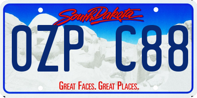 SD license plate 0ZPC88