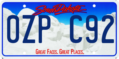 SD license plate 0ZPC92