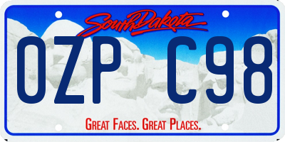 SD license plate 0ZPC98
