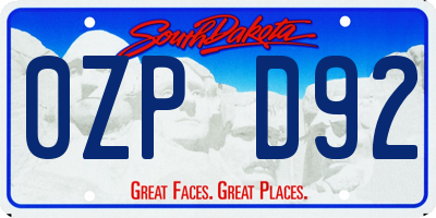 SD license plate 0ZPD92