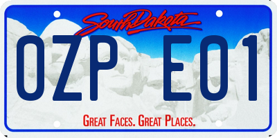 SD license plate 0ZPE01