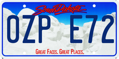 SD license plate 0ZPE72