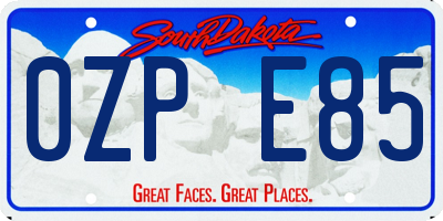SD license plate 0ZPE85