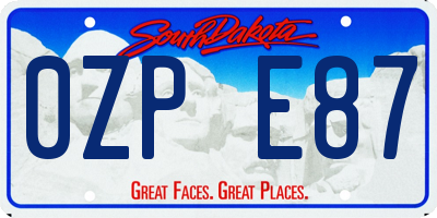 SD license plate 0ZPE87