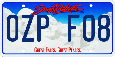 SD license plate 0ZPF08
