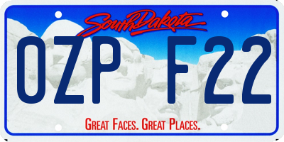 SD license plate 0ZPF22