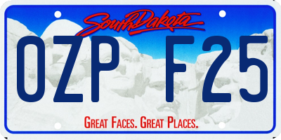 SD license plate 0ZPF25