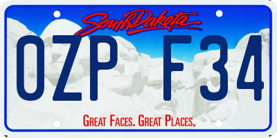 SD license plate 0ZPF34