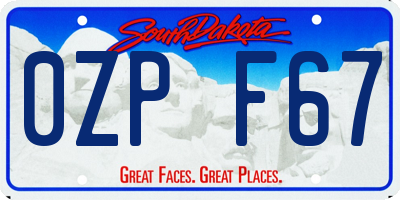 SD license plate 0ZPF67
