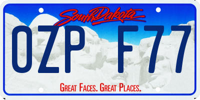 SD license plate 0ZPF77