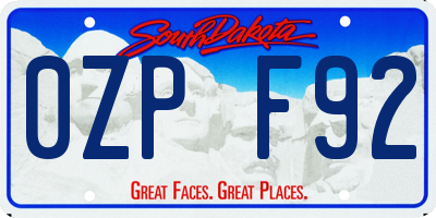 SD license plate 0ZPF92