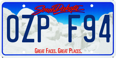 SD license plate 0ZPF94