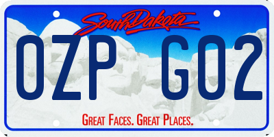 SD license plate 0ZPG02