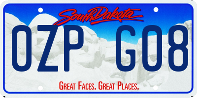 SD license plate 0ZPG08