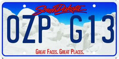 SD license plate 0ZPG13
