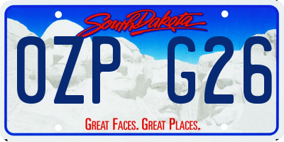 SD license plate 0ZPG26