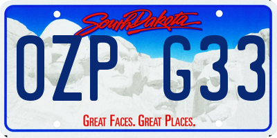 SD license plate 0ZPG33