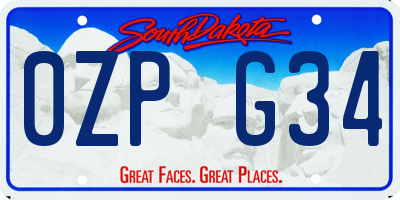 SD license plate 0ZPG34