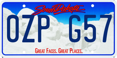 SD license plate 0ZPG57