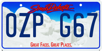 SD license plate 0ZPG67
